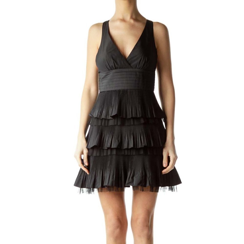 BCBGMaxAzria Black Ruffled Tiered Cocktail Dress